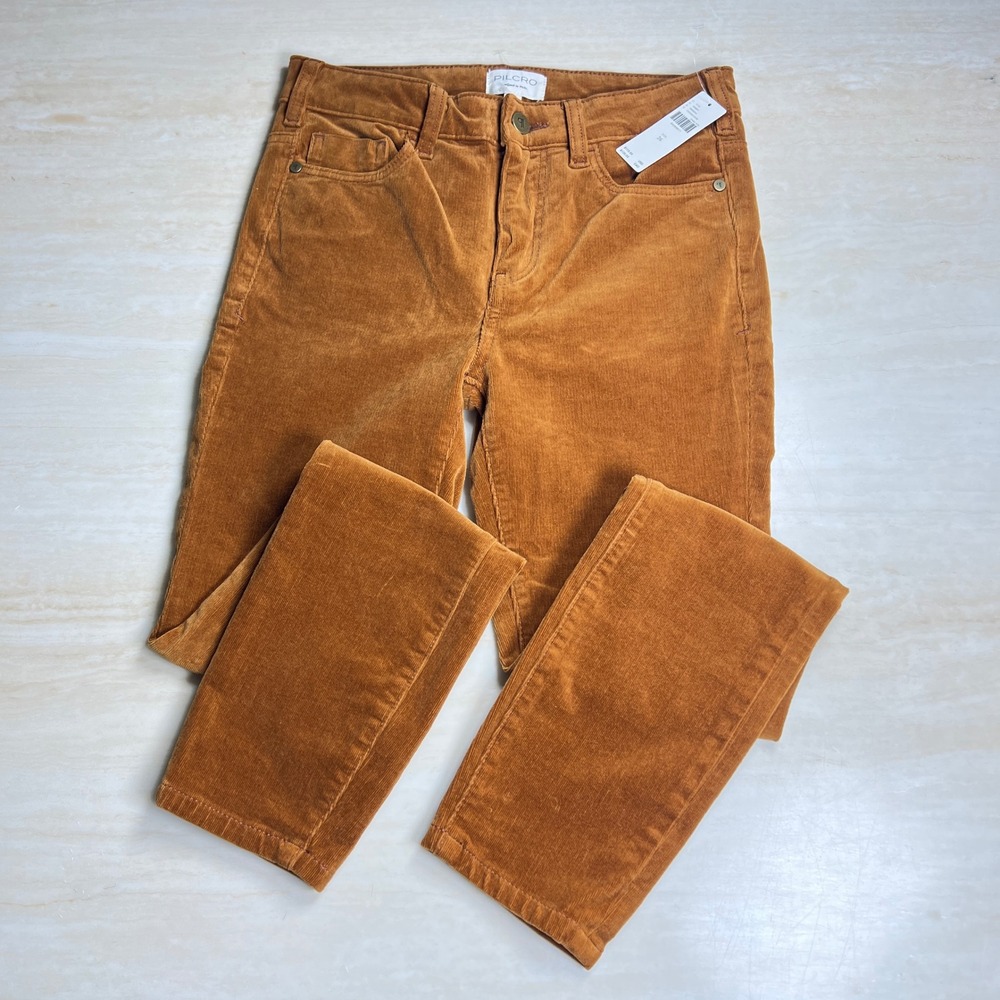 Anthropologie Pilcro High-Rise Skinny Corduroy Pants Cedar Gold Size 26 NWT - Picture 3 of 14